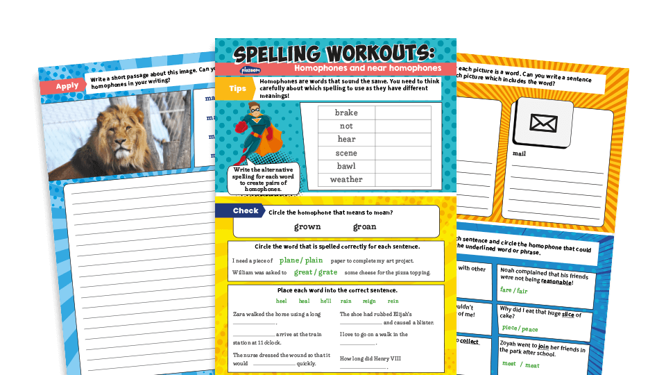 image of Year 3 and 4 Homophones and Near Homophones Worksheets – KS2 Spelling Workouts