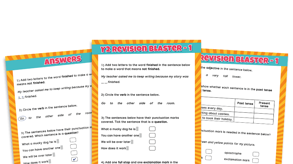 image of KS1 SATs papers: SPaG Worksheets – Revision Blaster: Pack 1 of 10