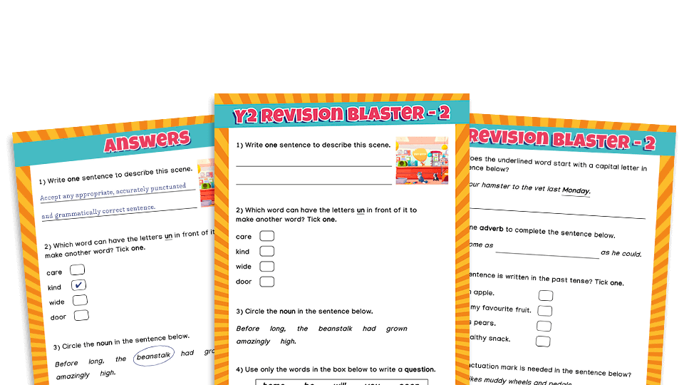 image of KS1 SATs Papers: SPaG Worksheets – Revision Blaster: Pack 2 of 10