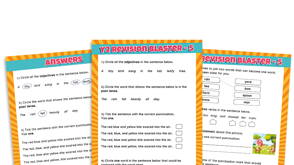 image of KS1 SATs papers: SPaG Worksheets – Revision Blaster: Pack 5 of 10