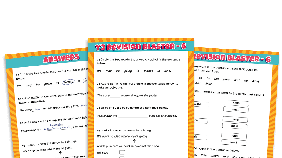 image of KS1 SATs Papers: SPaG Worksheets – Revision Blaster: Pack 6 of 10