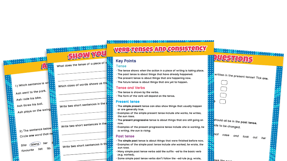 Year 1 and 2 Verb Tenses SATs Grammar Recap Worksheets Pack