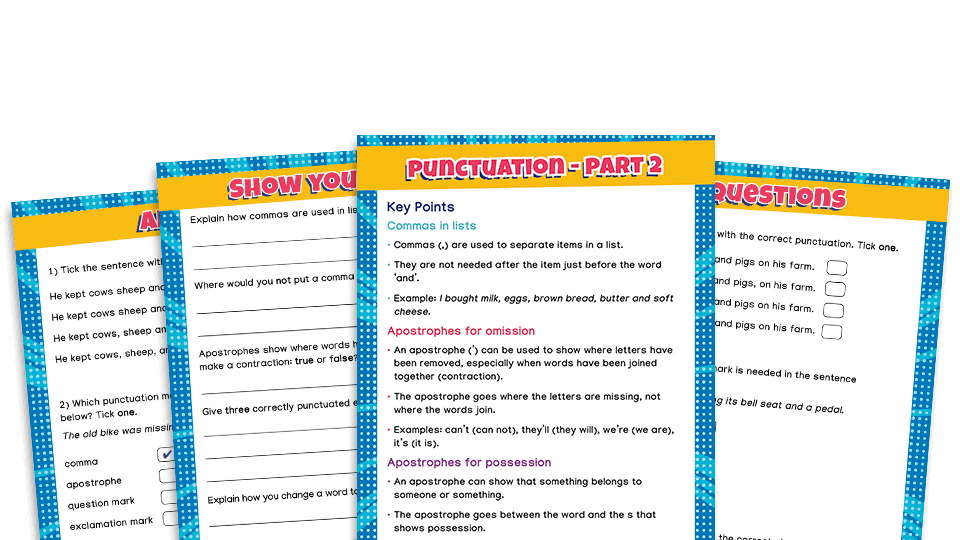 Year 1 and 2 Punctuation Pack Part 2 – KS1 SATs Grammar Recap