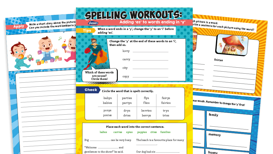 image of Year 2 Plurals Worksheets – KS1 Adding the suffix ‘-es’ to Words Ending in ‘y’