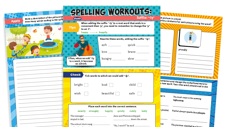 image of Year 2 -ly Suffix Worksheets – KS1 Spelling Workouts
