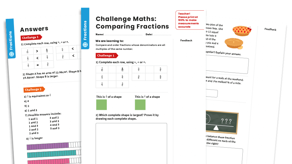 image of Comparing Fractions: Year 5 – Fractions – Maths Challenge