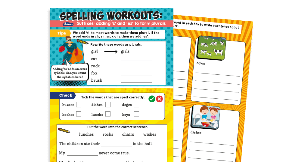 image of Year 1 Plurals Worksheets – KS1 Adding the suffixes ‘-s’ and ‘-es’ to Words