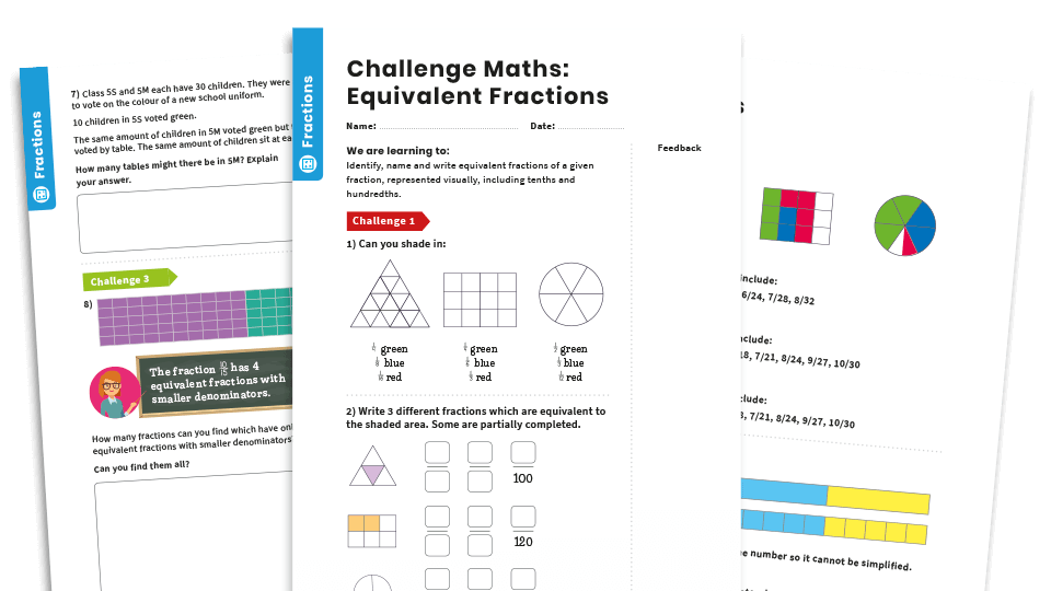 image of Equivalent Fractions: Year 5 – Fractions – Maths Challenge