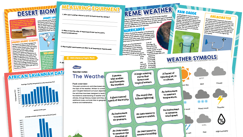 image of Year 3 and 4 The Weather – KS2 Literacy Topic Pack