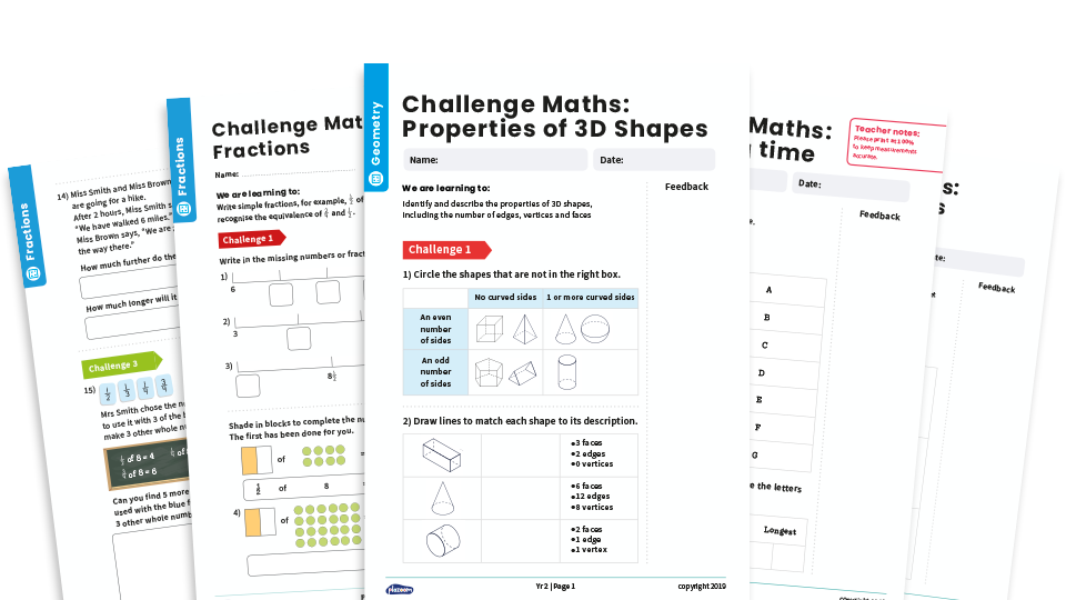 image of Maths Stretch & Challenge Home Learning Pack - Year 1 and Year 2