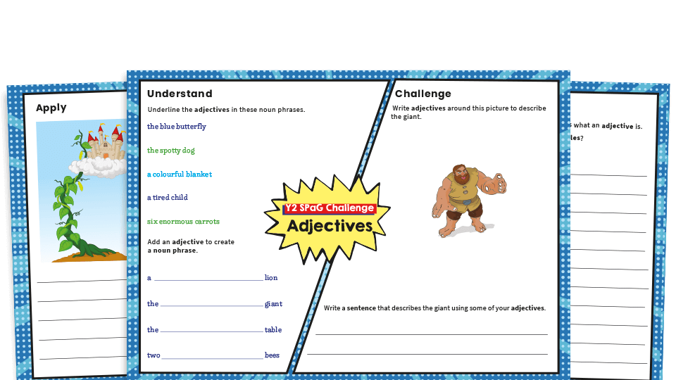 image of Year 2 Adjectives – KS1 SPaG Challenge Mat Worksheets