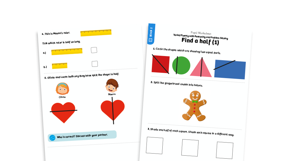 image of White Rose Maths: Year 1 Summer Term – Block 2: Find a half (1) maths worksheets