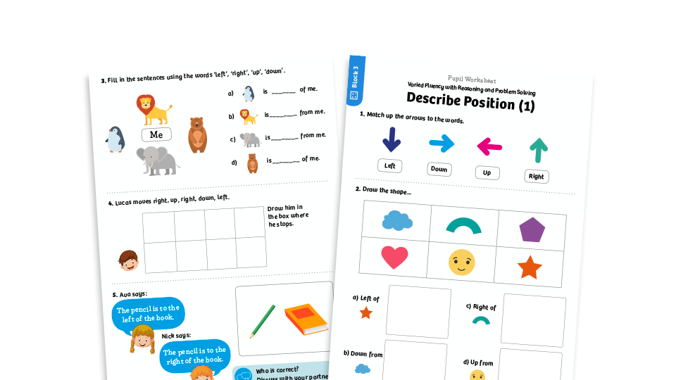 image of White Rose Maths: Year 1 Summer Term – Block 3: Describe position (1) maths worksheets