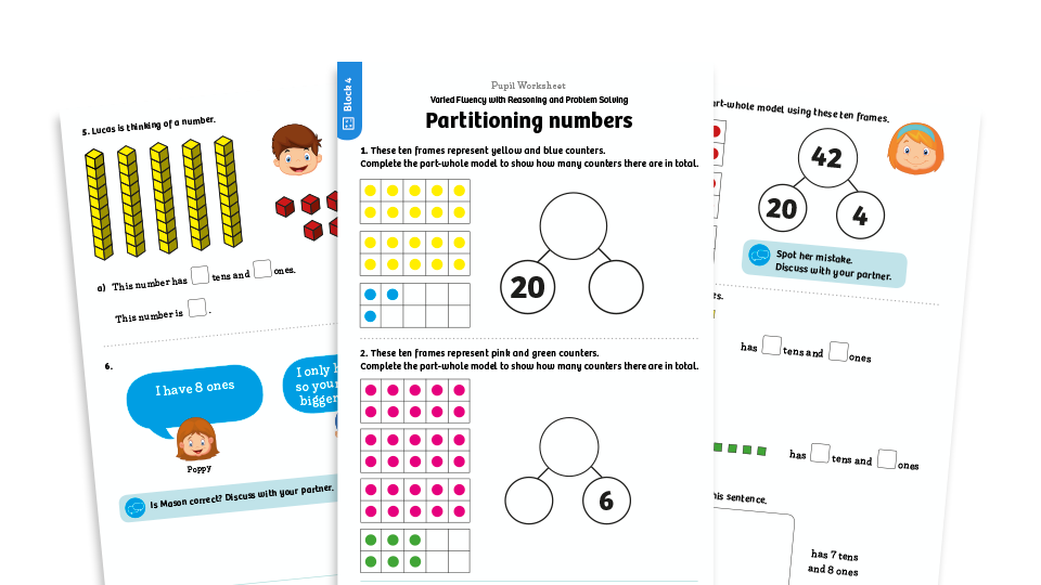 image of White Rose Maths: Y1 Summer Term – Block 4: Partitioning numbers maths worksheets