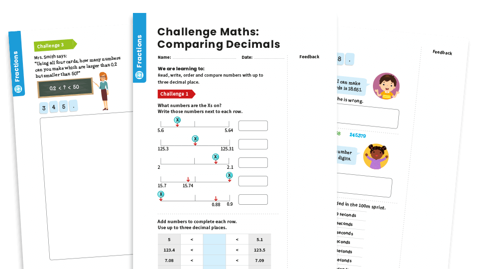 image of Ordering Decimals: Year 5 – Fractions – Maths Challenge
