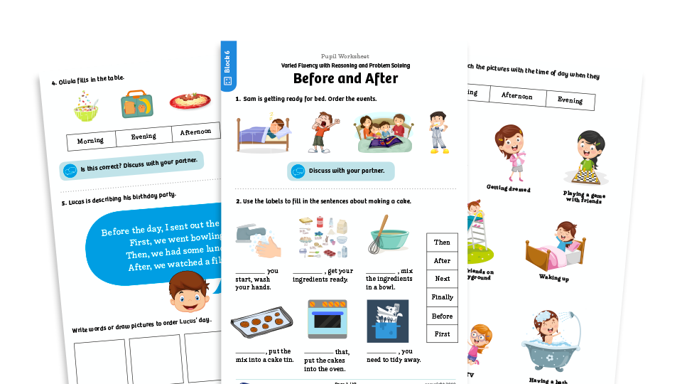 image of White Rose Maths: Year 1 Summer Term – Block 6: Before and after maths worksheets