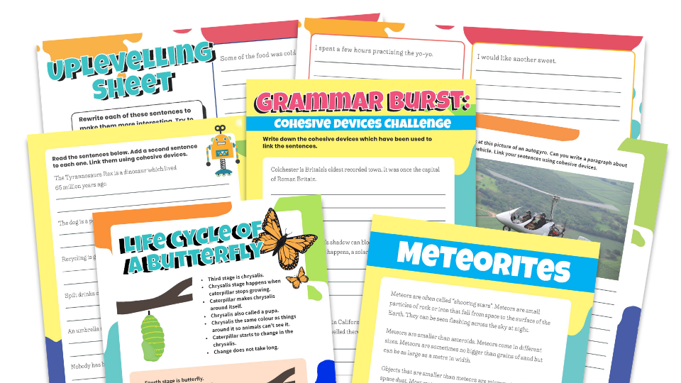 image of Cohesive devices for non-fiction - KS2 Grammar Burst Pack