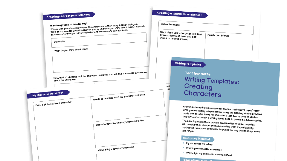 image of Writing Templates - Creating Characters Worksheets KS1 and KS2