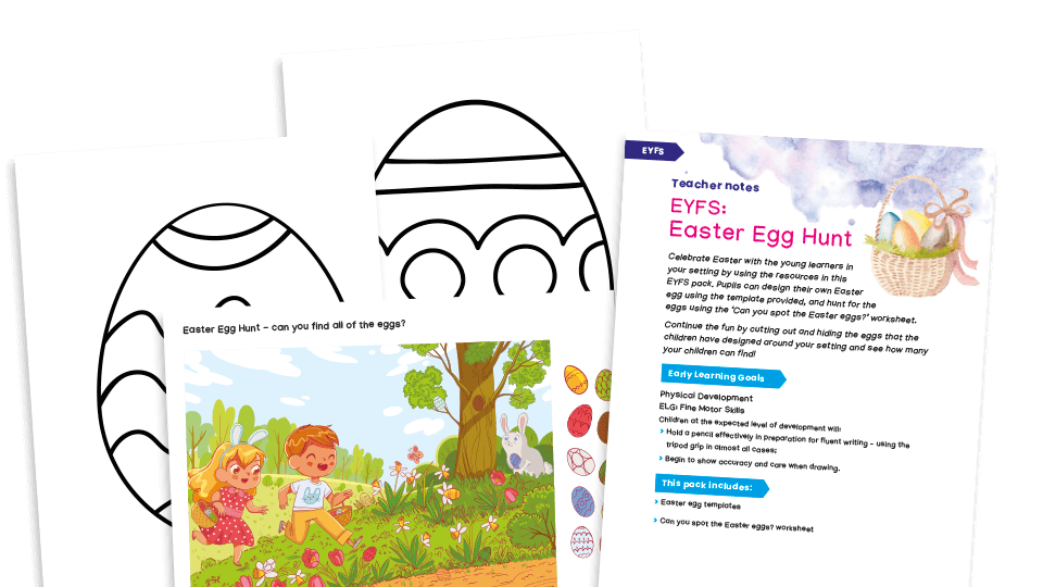image of Easter Egg Hunt - EYFS fine motor skills and oracy resources and activities