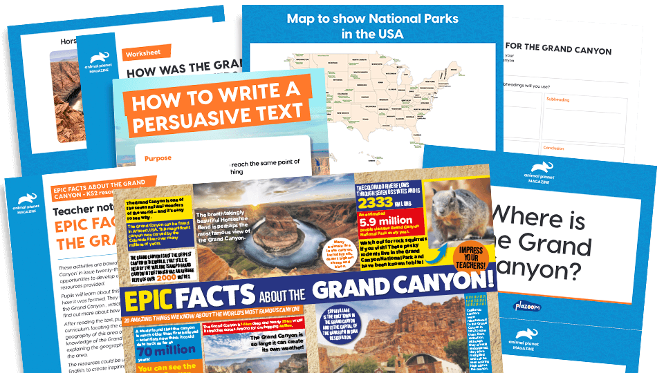 image of Epic Facts About the Grand Canyon: Key Stage 2 Comprehension and Writing Activities Pack with Worksheets
