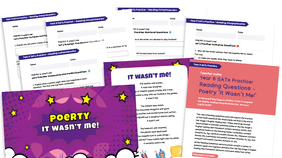image of Year 6 SATs Practice - Reading Questions - POETRY: ‘It Wasn’t Me!’
