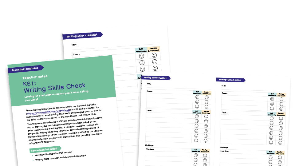 image of KS1 editable writing skills checklist