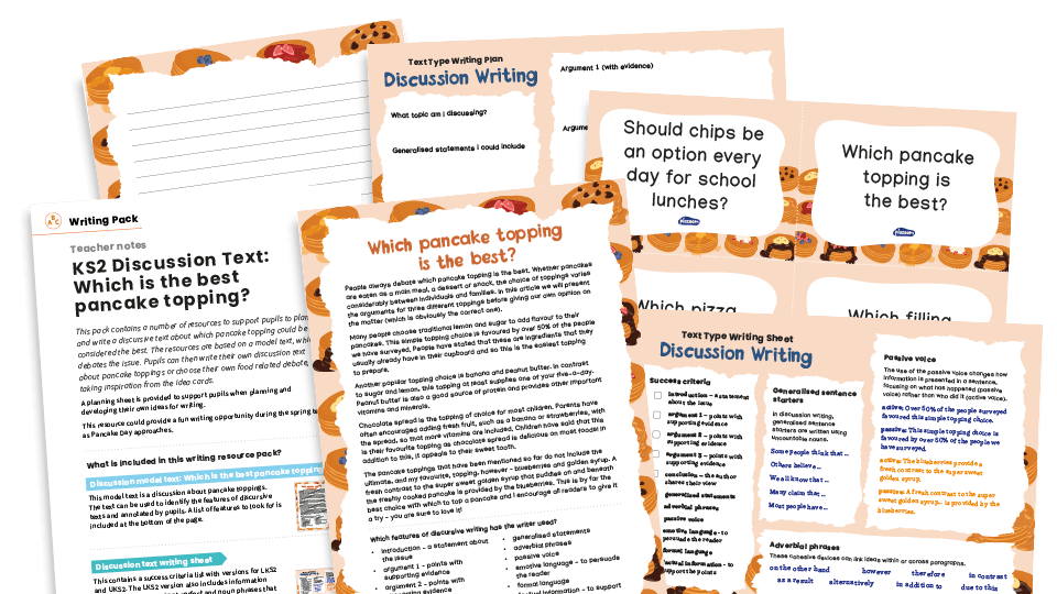 Discussion text, The Best Pancake Topping - KS2 Text Types: Writing Planners and Model Texts