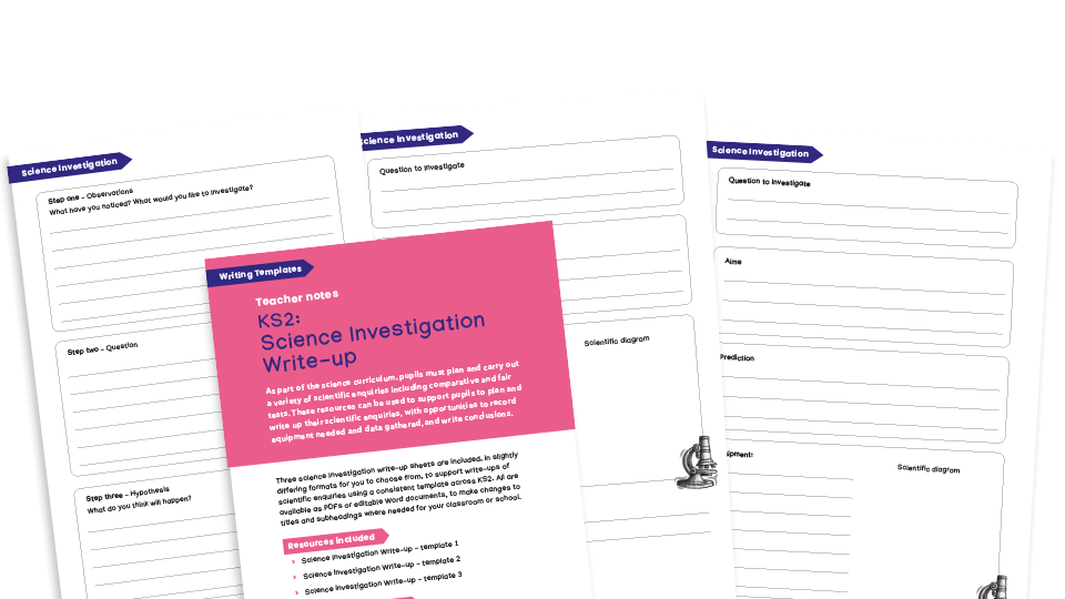 image of KS2 Writing templates - science investigation write-up