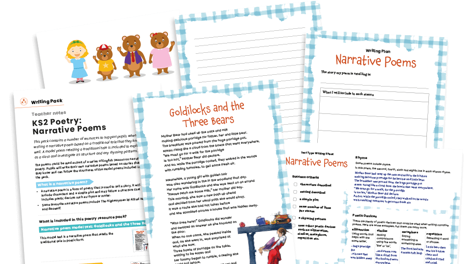 image of Narrative Poems, Goldilocks and the Three Bears - KS2 Text Types: Writing Planners and Model Texts