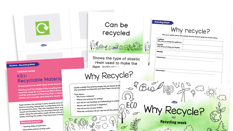 image of Recycling Week: Lower Key Stage 2 Worksheets and Activities
