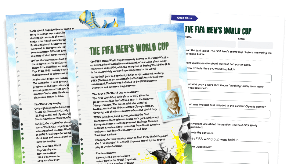 image of 2022 World Cup Resources: Key Stage 2 Comprehension Pack