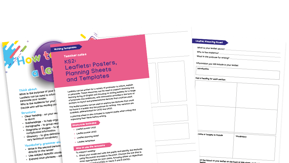 image of KS2 Writing Templates and Posters - Leaflets