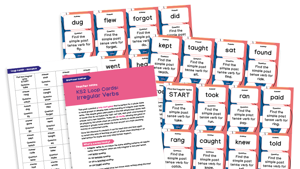 image of KS2 Grammar Game - Loop Cards - Irregular Verbs