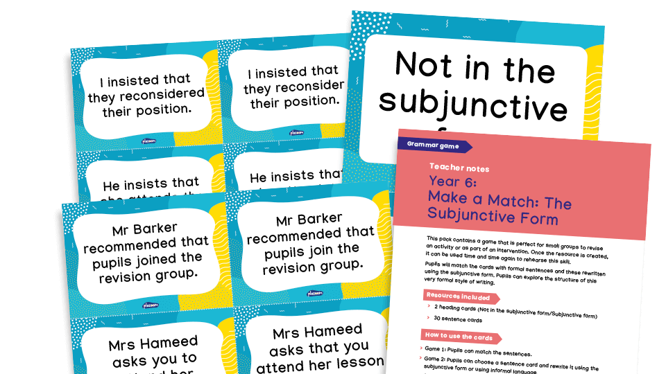 image of Subjective Form KS2 Make a Match - Year 6 Grammar Game