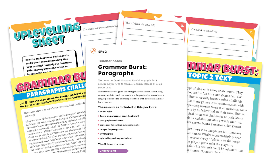 image of Paragraphs KS2 - Year 3 Grammar Burst Resource Pack