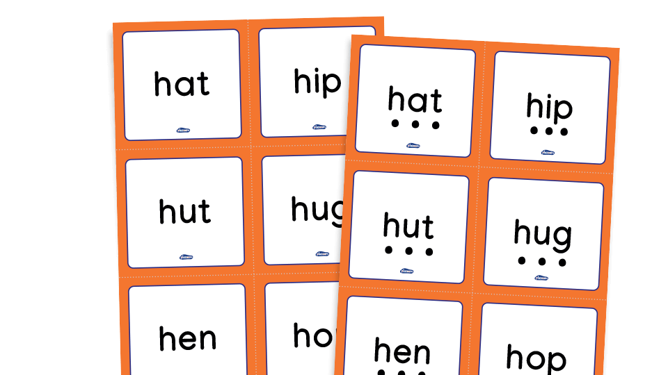 image of Phase 2 phonics - word cards, set 3: h, b, f, ff, l, ll, ss