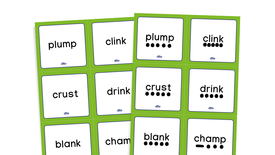 image of Phase 4 phonics - word cards, set 3 CCVCC/CCCVC/CCCVCC
