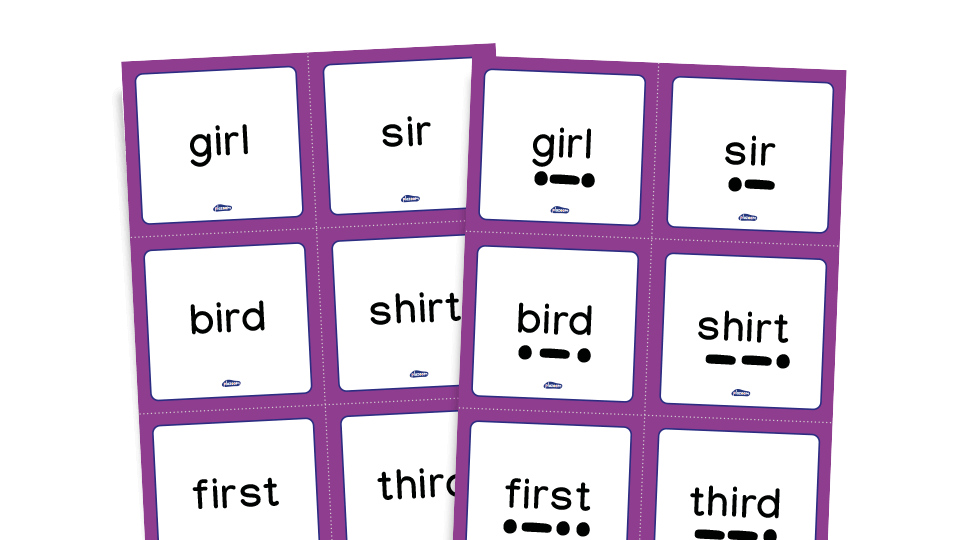 Phase 5 phonics - word cards set 2: ir, ue, aw, wh, ph