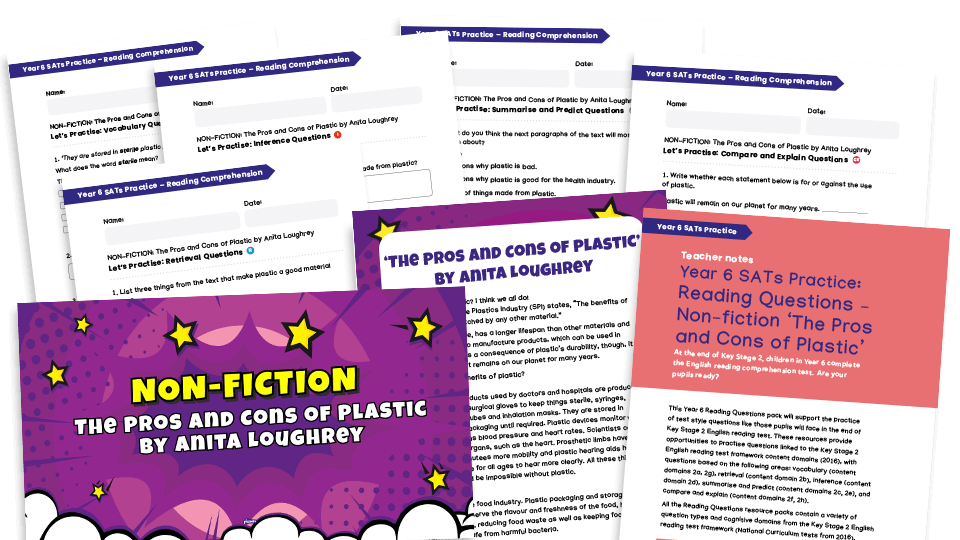 image of Year 6 SATs Practice - Reading Questions - NON-FICTION: ‘The Pros and Cons of Plastic