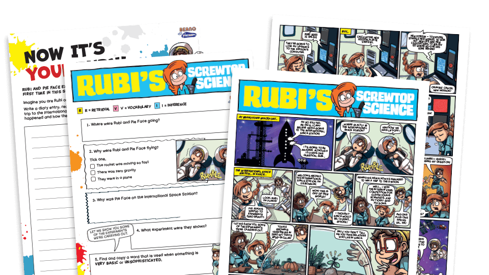 image of Rubi in Space - Key Stage 2 Beano Comprehension and Writing Activities Pack