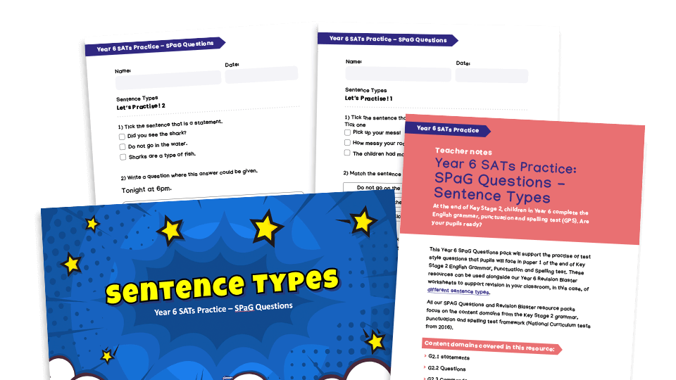 Year 6 SATs Practice - SPaG questions - Sentence types