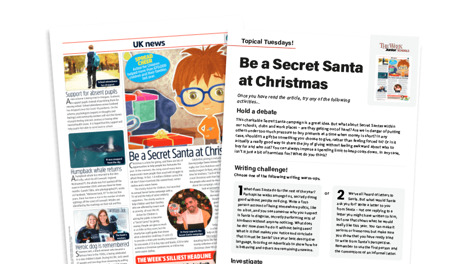 image of Topical Tuesdays: Secret Santa - Key Stage 2 News Story and Reading and Writing Activity Sheet from The Week Junior