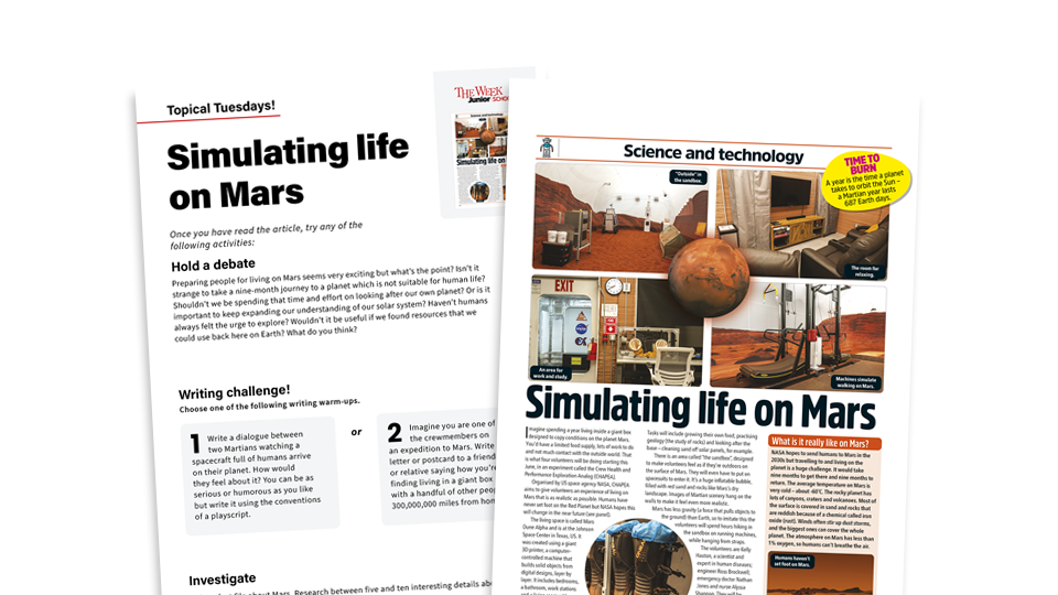 Topical Tuesdays: Simulating Life on Mars - Key Stage 2 News Story and Reading and Writing Activity Sheet from The Week Junior