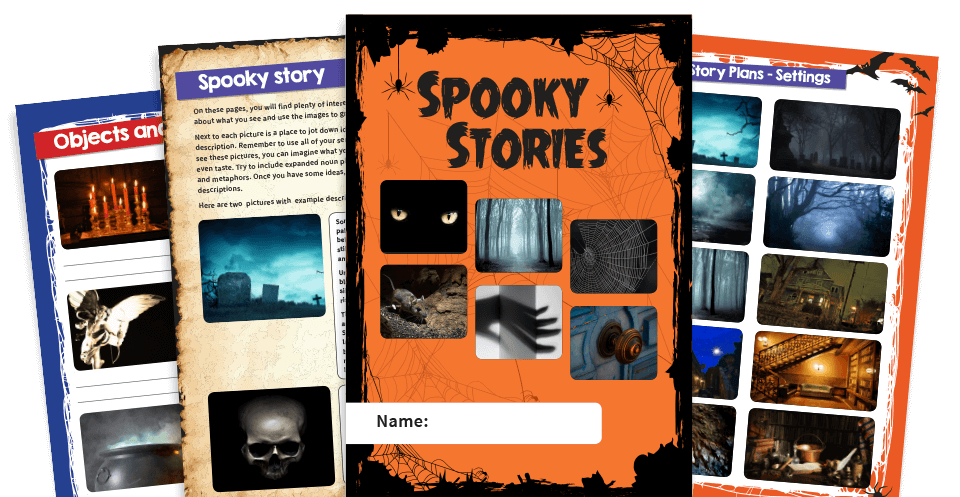 Spooky stories writing ideas pack
