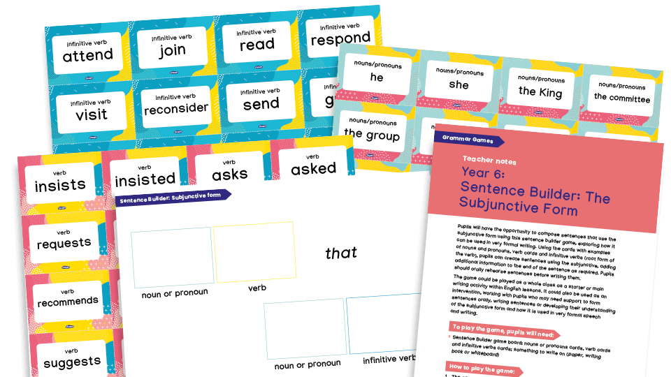 image of Subjunctive Form KS2 - Year 6 Sentence Builder Grammar Game