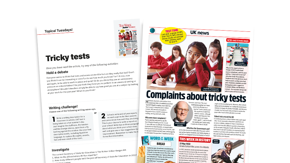 Topical Tuesdays: Tricky Tests - Key Stage 2 News Story and Reading and Writing Activity Sheet from The Week Junior