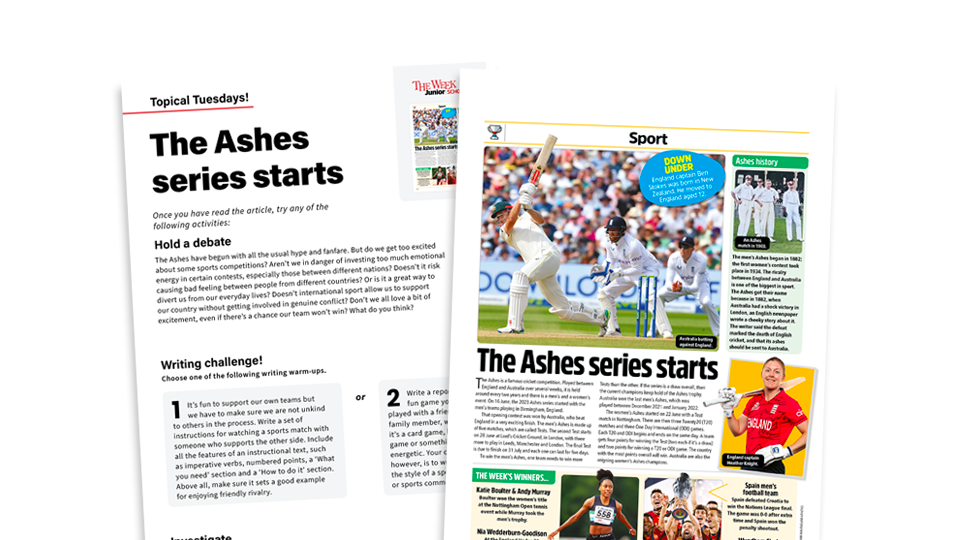 image of Topical Tuesdays: Ashes Series Starts - Key Stage 2 News Story and Reading and Writing Activity Sheet from The Week Junior