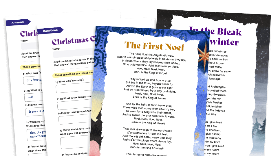 image of KS2 Comprehension: Year 5 and Year 6 - Christmas Carols