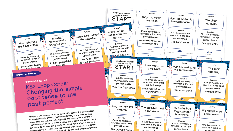 image of UKS2 Grammar Game - Loop Cards - Simple Past to Past Perfect