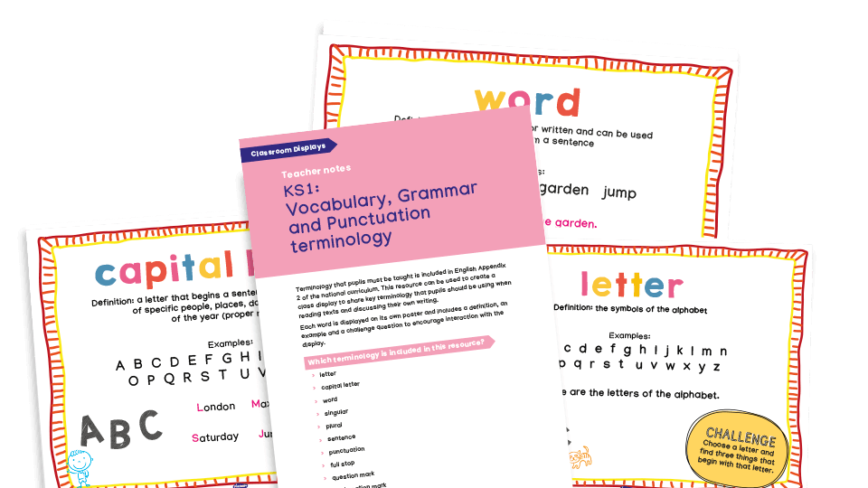 image of Grammar Posters - Year 1 terminology